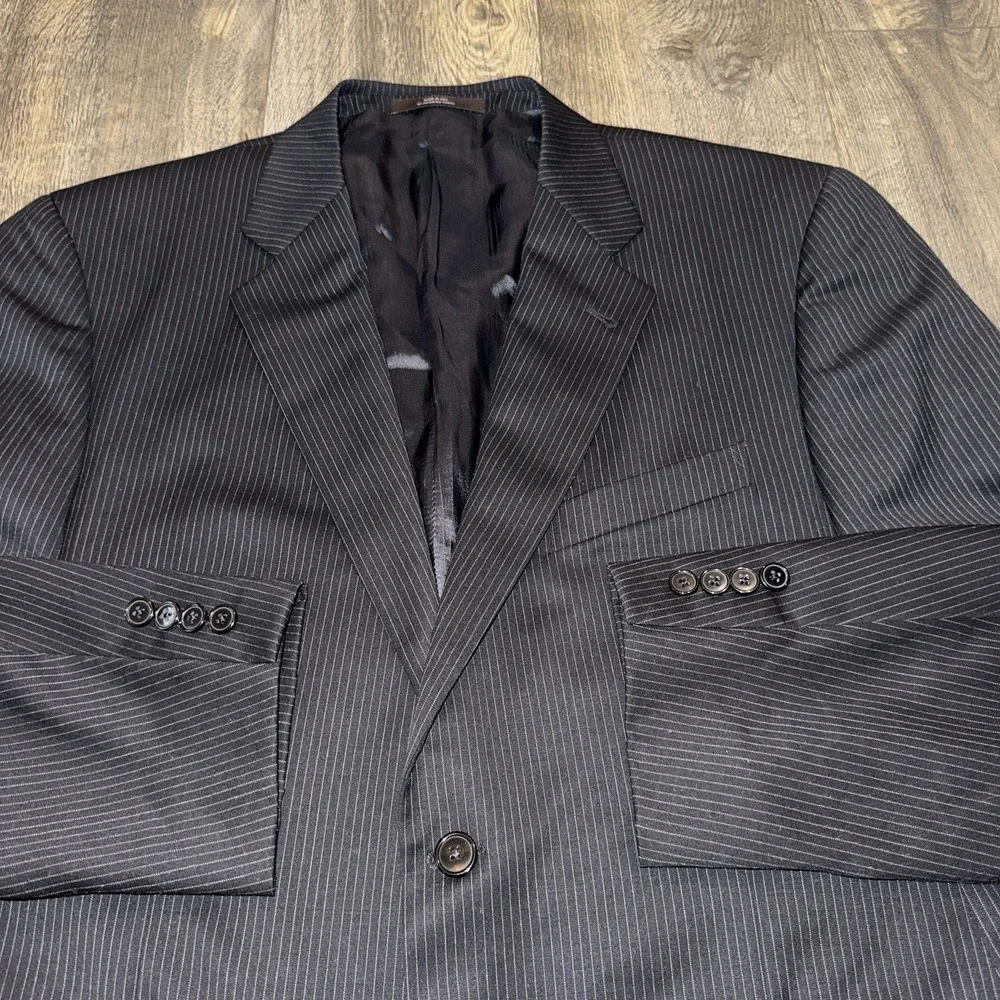 Joseph Abboud Wool Sport Coat Mens 43S Striped Black Blazer Suit Jacket USA Made